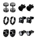 6 pares de aretes de acero inoxidable