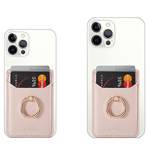 Tarjetero RFID para teléfono celular, tarjetero adhesivo de crédito para la parte posterior del teléfono para la mayoría de todos los smartphones (dorado)
