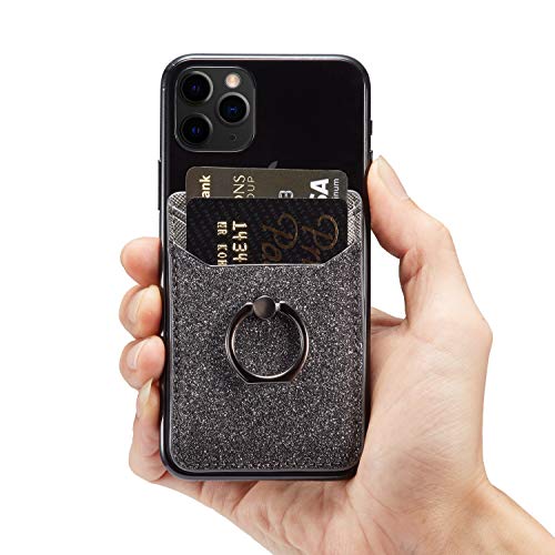 Tarjetero para la parte posterior del teléfono, bloqueo RFID, bolsillo con anillo de bloqueo RFID, para la mayoría de teléfonos inteligentes