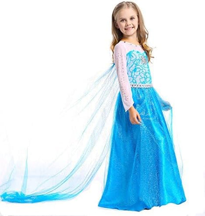 Vestido Elsa Larga Manga Princesa con Accesorios Halloween