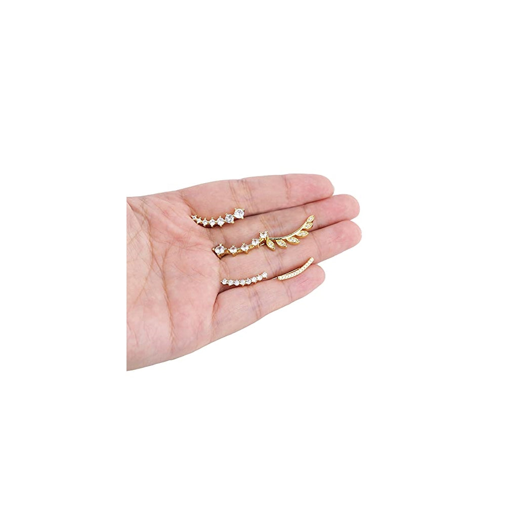 Aretes de aro escalador con circonita cúbica para mujer