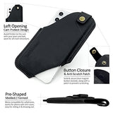 TobbinGear Funda de cuero para teléfono celular con clip para cinturón, bolsa de cuero para cinturón, funda universal de cuero para teléfono, soporte para iPhone, funda de teléfono celular, color negro mediano