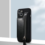 TopFunny Cartera adhesiva para funda de teléfono, tarjetero adhesivo de crédito para la parte posterior de las fundas del teléfono, funda de cuero con cremallera, compatible con iPhone, Samsung Galaxy la mayoría de los smartphones, color negro