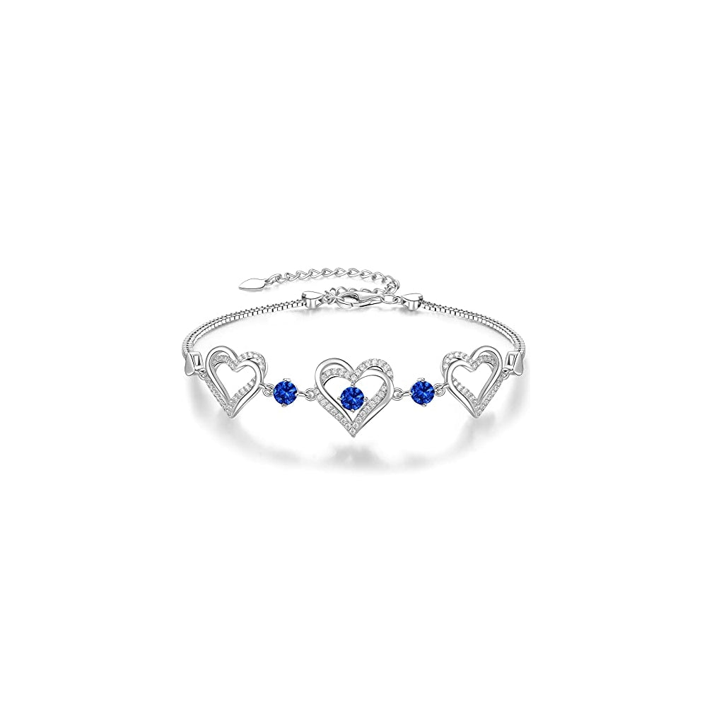 Pulseras de plata fina con colgante de corazón justable