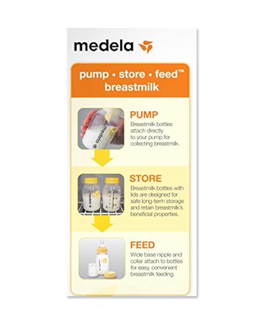 Conjunto de botella Medela para leche materna, amarillo.