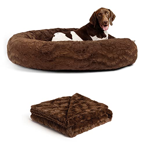 Best Friends by Sheri Cama original para perros y gatos con forma de dona, en piel sintética o de lujo, lavable a máquina, cojín alto, varios tamaños S-XL