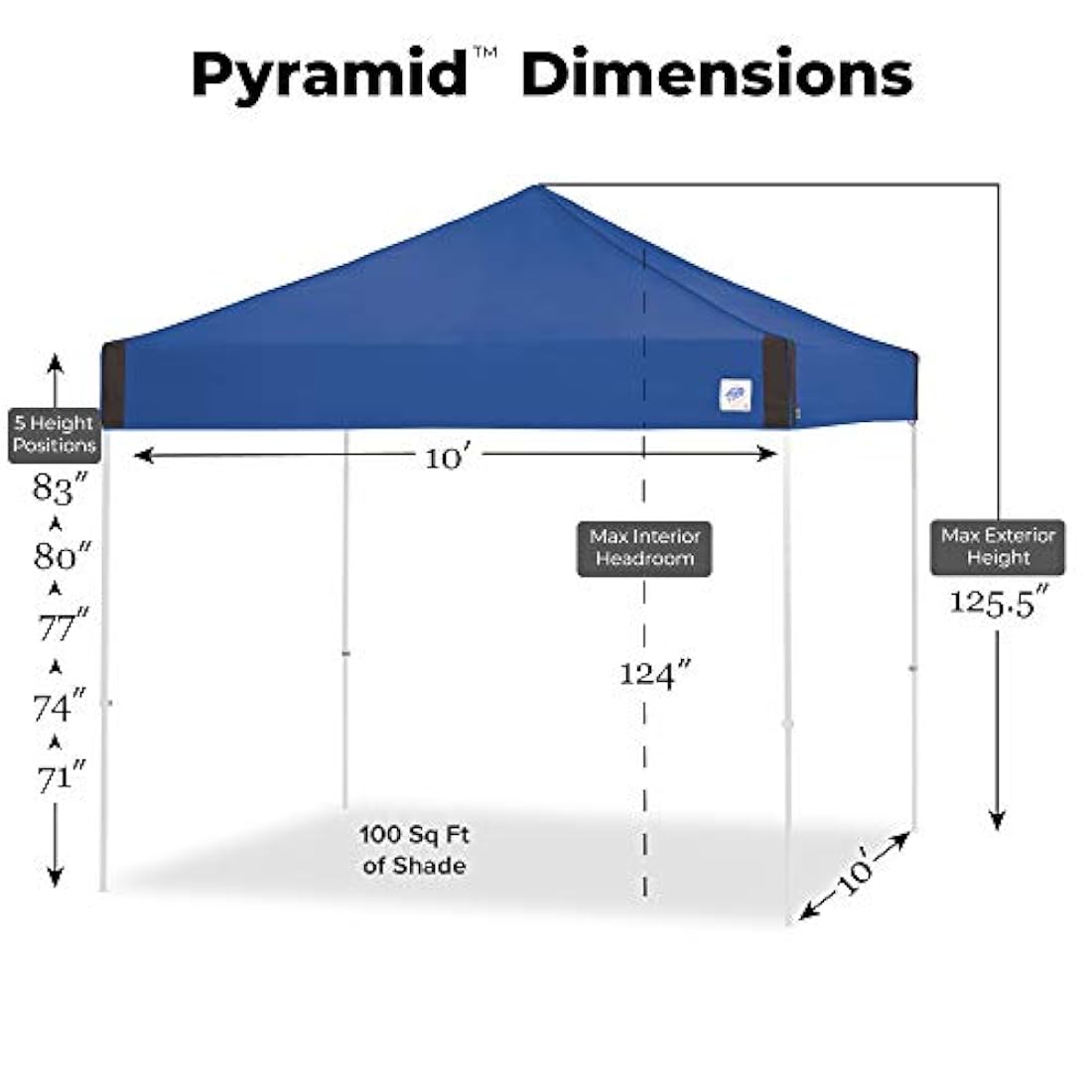 Toldo de refugio al instante, Negro E-Z UP Pyramid