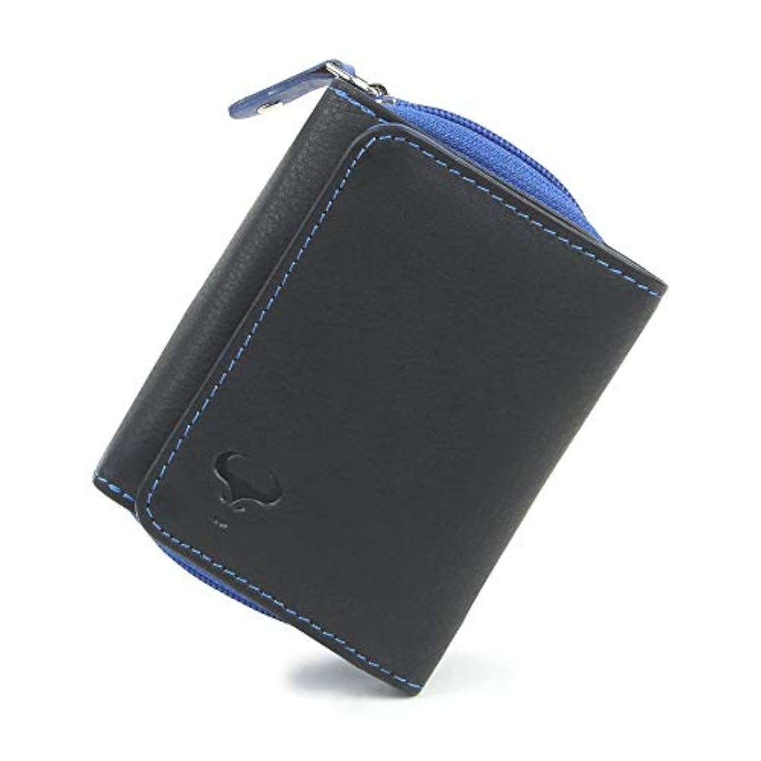 Billetera de piel para mujer color negro y azul. AlphaHide