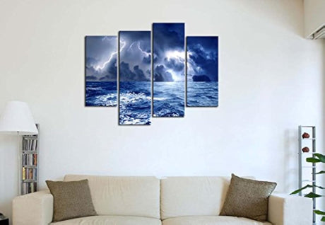 Impresión sobre lienzo para pared, diseño de tormenta marina