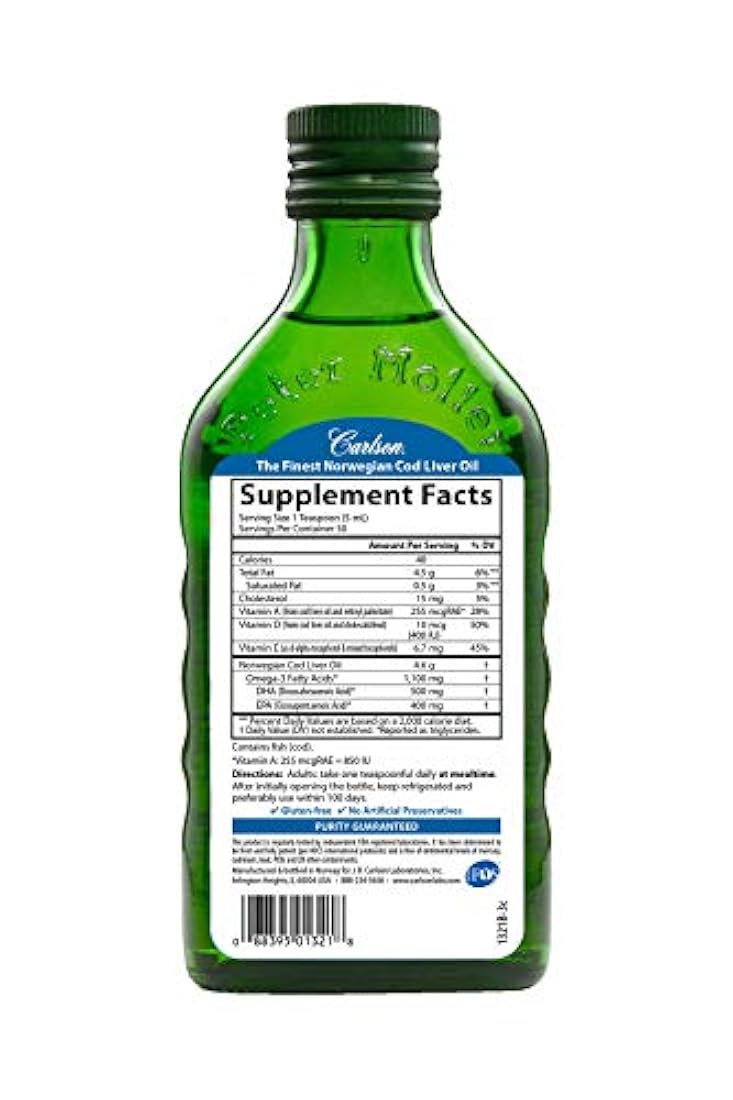 Aceite de hígado de bacalao,noruego,natural,1.100 mg Omega-3