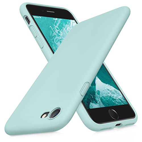 DTTOCASE - Funda para iPhone SE 2022/2020, iPhone 8, iPhone 7, funda de silicona líquida para iPhone SE 8 7 de 4.7 pulgadas, funda protectora suave y sedosa colorida para niñas y mujeres, verde menta