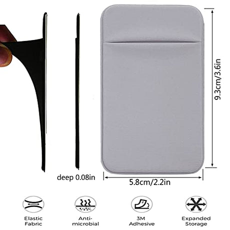 Paquete de 4 soportes para tarjetas de teléfono celular con adhesivo adhesivo para la parte posterior del teléfono, fundas elásticas para tarjetas de identificación, bolsillo para tarjetas de crédito, billetera para teléfonos inteligentes Android
