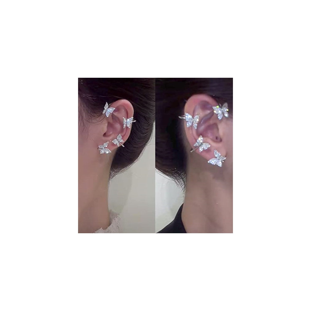 Aretes de mariposa con circonita para mujer