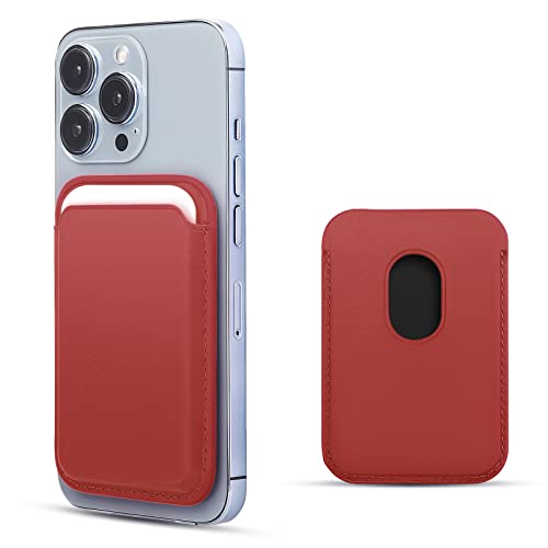 Magsafe - Cartera de cuero compatible con iPhone 12/13 Mini/Pro/Max, tarjetero RFID con imán MagSafe (rojo)