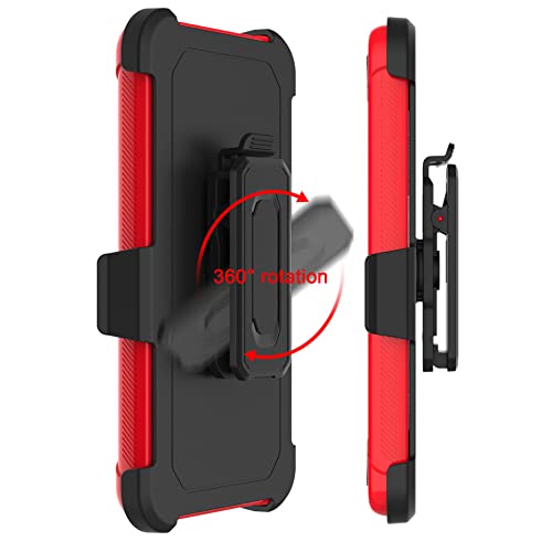 Leptech Funda para Samsung Galaxy A13 5G con protector de pantalla de TPU, [Serie Funda] Funda protectora con clip para cinturón, resistente a prueba de golpes, funda para teléfono celular (rojo)