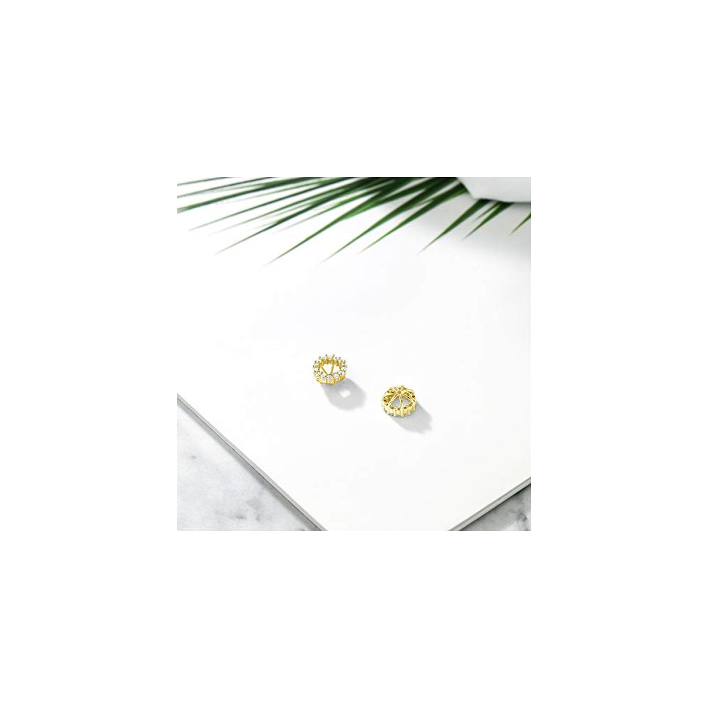 Aretes de plata de ley maciza chapada en oro amarillo