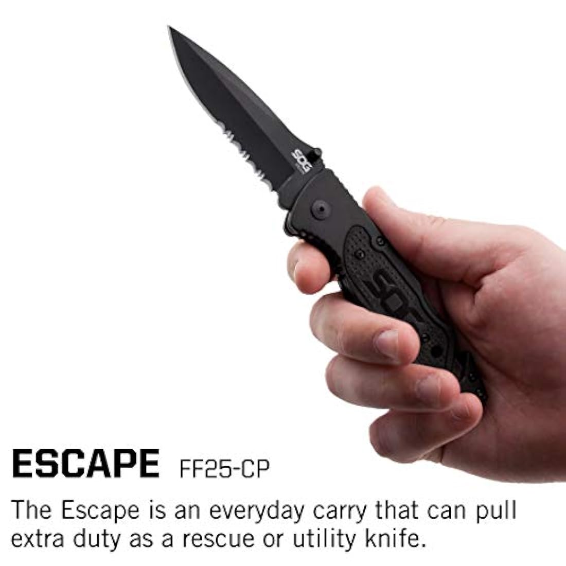 Cuchillo plegable corta correas y rompecristales integrados