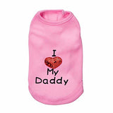 Camisa para perro con texto “I Love My Mom/Mommy Dad/Daddy”, lindo chaleco con corazón para perros pequeños o cachorros