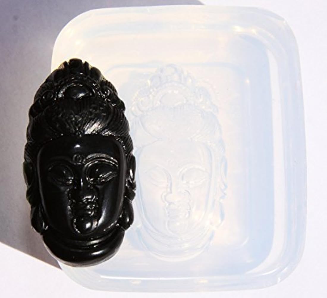 Amuleto Colgante de silicona molde. Clara De La Estatua De guanyintou. Tamaño 39 x 20 mm. (AM-05)