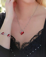 Collar con colgante de corazón de cristal plateado 17/2