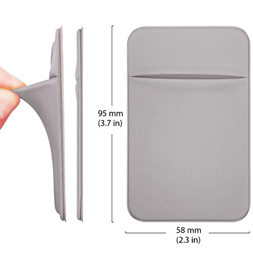 OBVIS Bolsillo para teléfono celular, tarjetero autoadhesivo con adhesivo 3M RFID, tarjetero para tarjeta de crédito ATM, para iPhone Android, 2 unidades, color gris