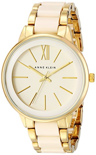Reloj de resina dorada y marfil Anne Klein para mujer