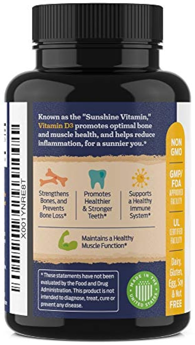 Vitamin D3 50,000 IU Weekly Supplement - 240 Vegetable Capsules - For Bones, Teeth, Immune System and Muscle Function - by ForestLeaf