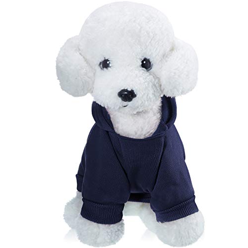 2 piezas con capucha de invierno para perros pequeños, sudaderas cálidas con bolsillo de algodón para perros, ropa para cachorros, disfraz de cachorro (azul oscuro, rojo vino, S)