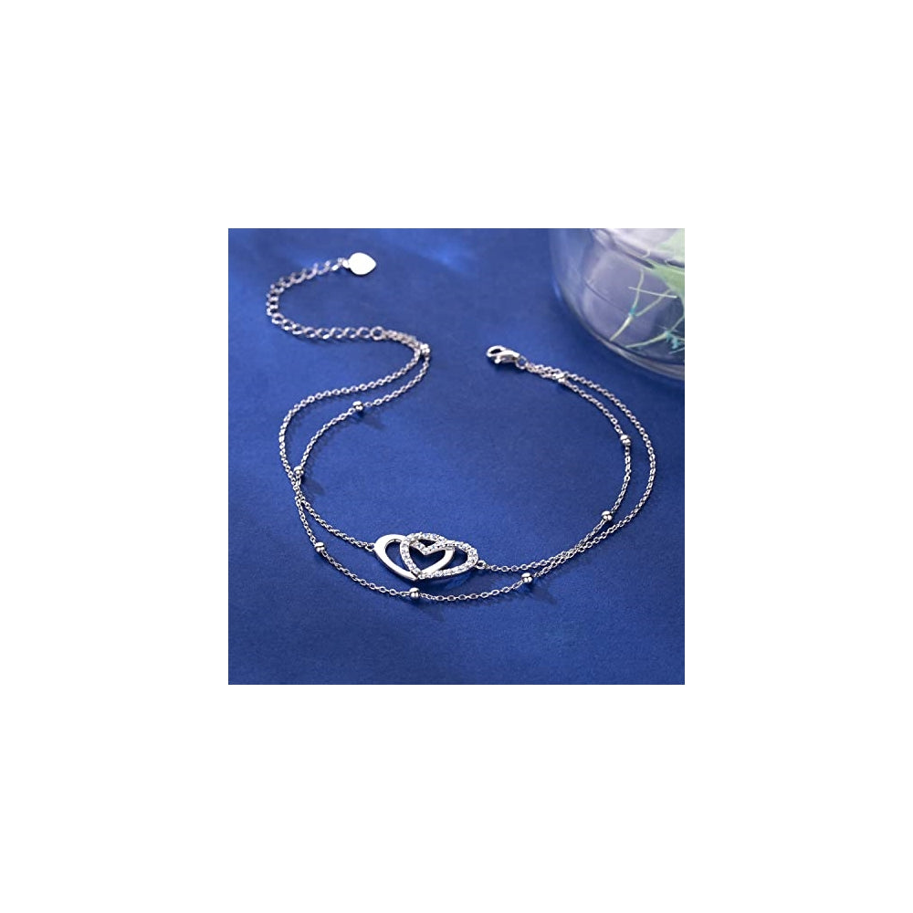 Pulseras para mujer de plata de ley 925 con forma de corazón