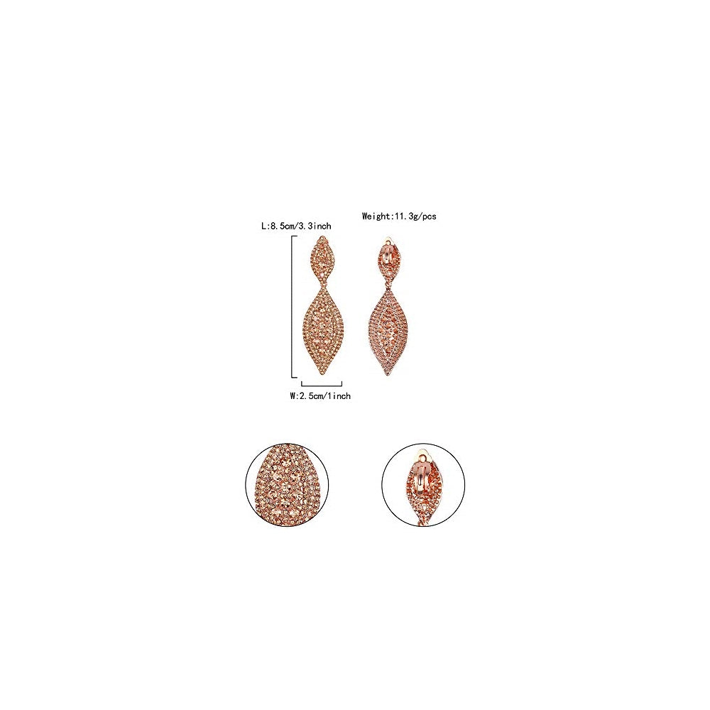 Aretes de clip para mujer con diamantes de imitación