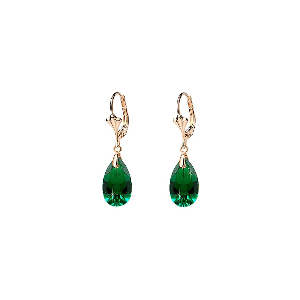 Aretes con dijes chapados en oro con forma de lágrima