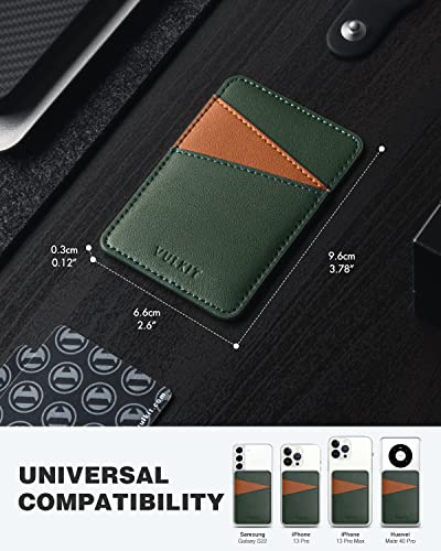 VULKIT Portatarjetas de teléfono, billetera, bolsillo adhesivo de piel, bloqueo RFID, fundas para tarjetas de crédito, se pegan en la parte posterior de teléfonos inteligentes o, forro polar verde con licencia oficial de star wars silent one crew.