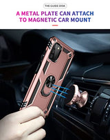 PUSHIMEI Funda para Samsung Galaxy A03S con protector de pantalla HD [grado militar de 16 pies, probado en caídas] Funda protectora con soporte de anillo magnético para Samsung Galaxy A03S, oro rosa
