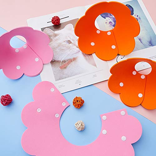 Weewooday 4 piezas flor cuello gato Conos forma flor mascota herida cuello cuello cuello collar ajustable recuperación collar suave isabelino collar para gatitos gatos cachorros conejos tamaño S/M (rosa y naranja)
