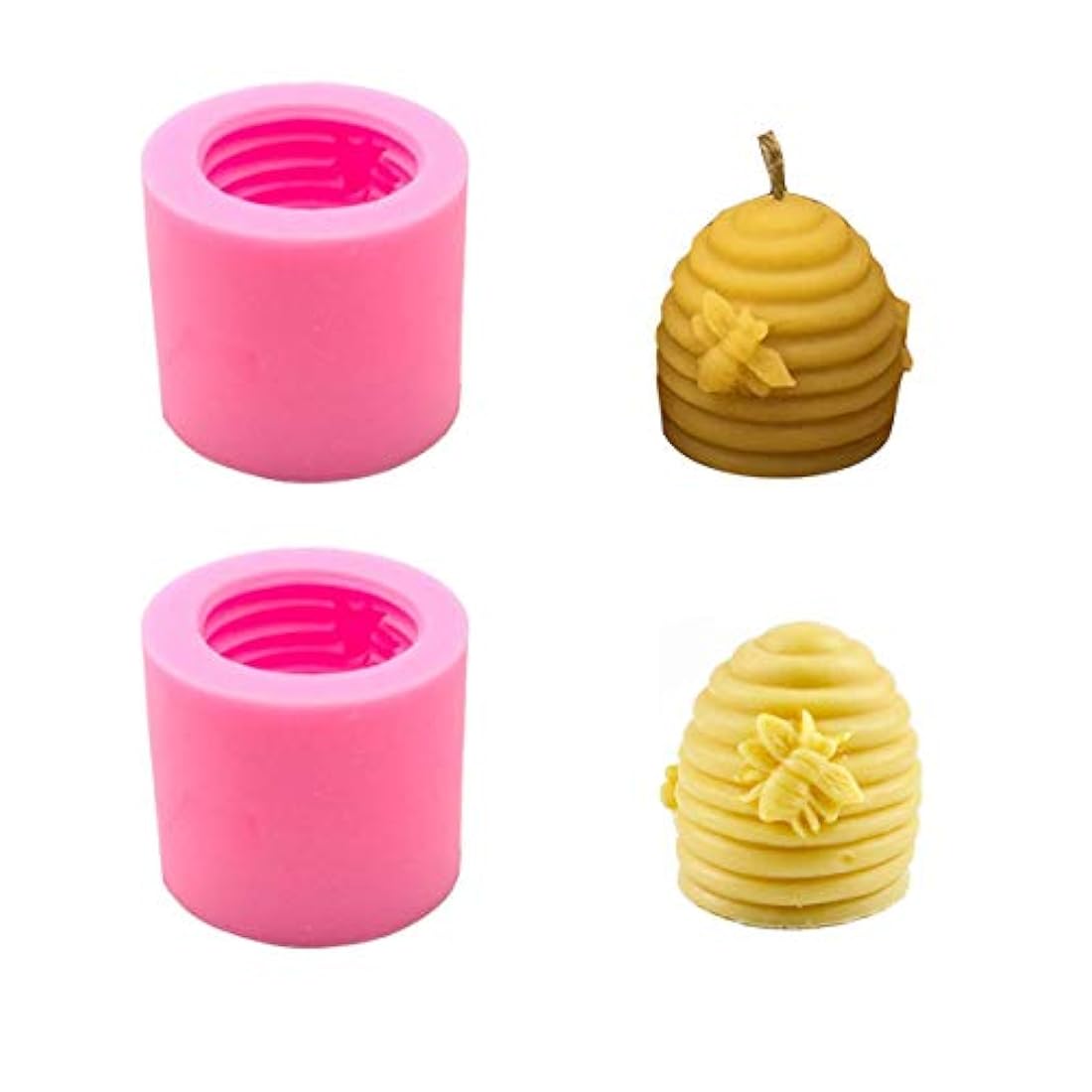 MoldFun - Juego de 2 moldes de silicona para jabón hecho a mano, decoración de tartas, caramelos, chocolate, vela, resina, cera de cera, arcilla de polímero
