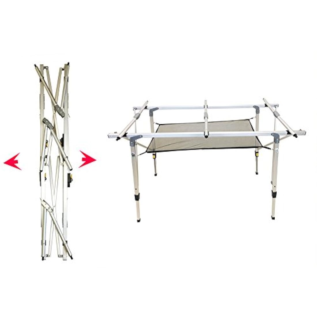 Mesa plegable de aluminio ajustable en altura para acampar