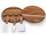 ILEAF - Tabla de queso de madera de acacia con 3 cuchillos
