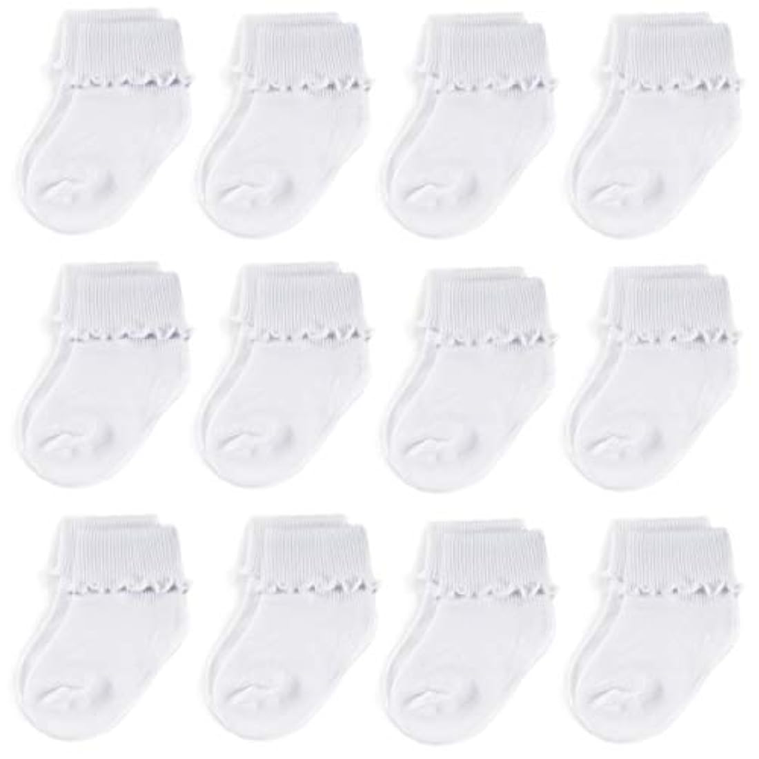 Calcetines de piña  6/12 Pack Ruffle Ripple Edge Turn C