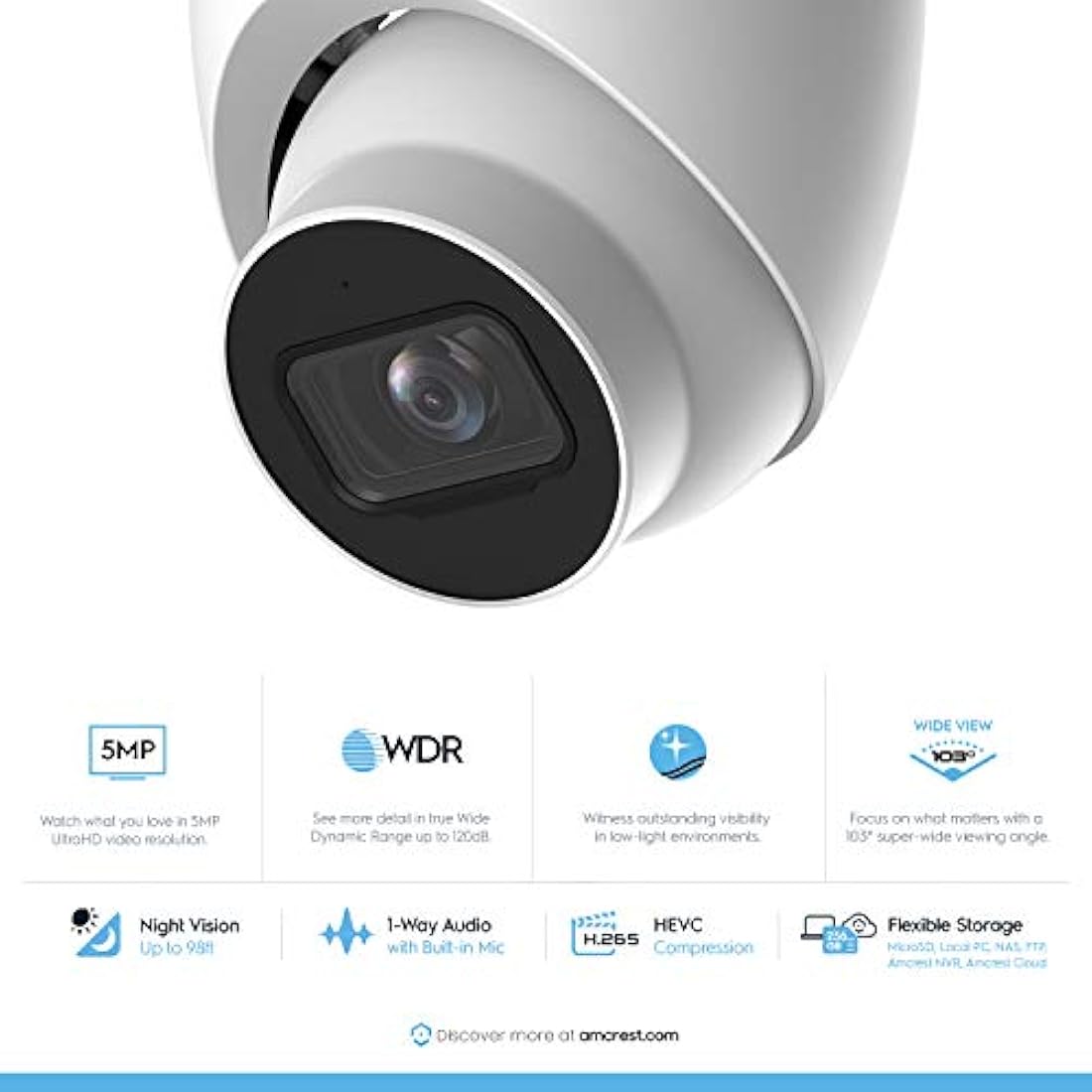 Cámara de seguridad para exteriores con micrófono/audio