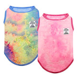 cyeollo Paquete de 2 camisas para perro, teñido anudado, chaleco elástico, camiseta sin mangas, transpirable, ropa de verano para cachorros, perros y gatos