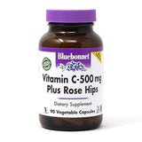 Bluebonnet Nutrition Vitamina C-500 mg Plus cápsulas vegetales de caderas de rosa, para la salud inmune, para protección antioxidante, libre de soja, sin gluten, sin OMG, Kosher, sin lácteos, vegano, 90 unidades