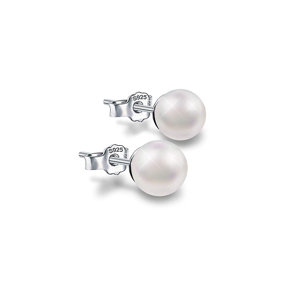 Aretes de perlas de plata hipoalergénicos para mujeres