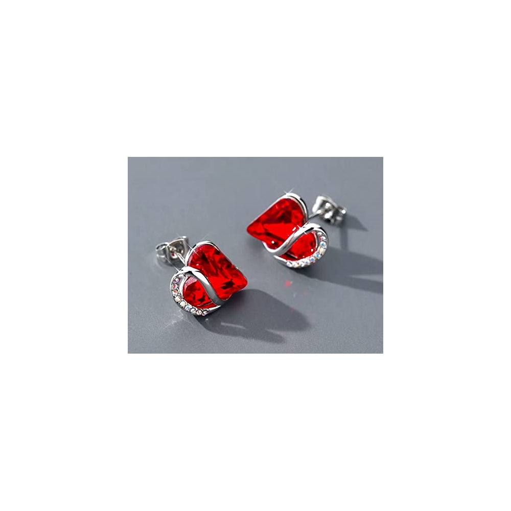 Aretes con forma de corazón infinito y piedra natalicia