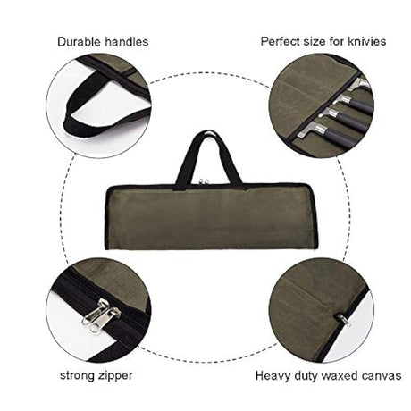 QEES Pro Chef's Knife Roll (4 ranuras), bolsa de lona