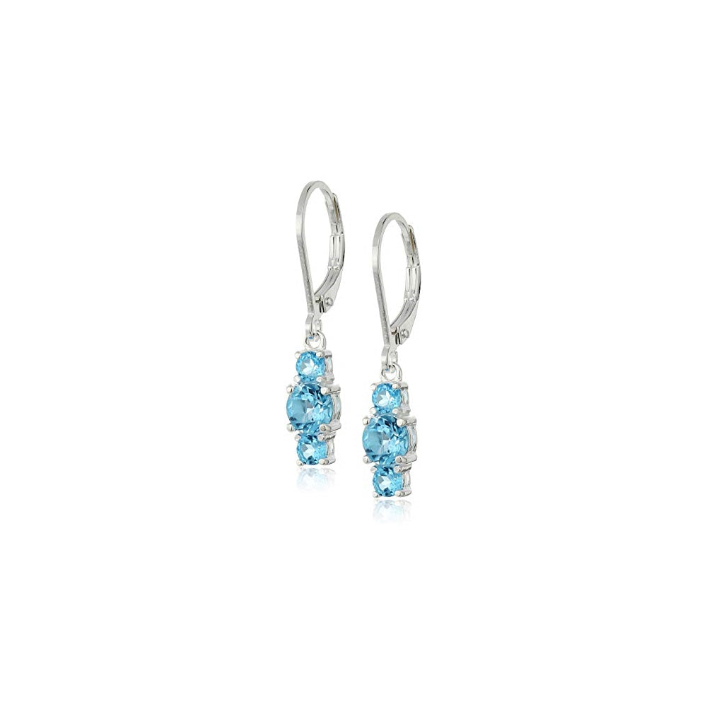 Aretes con colgante de tres piedras preciosas