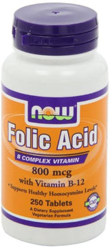 AHORA Ácido Fólico 800mcg, 250 comprimidos (Paquete de 4)