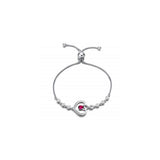 Pulseras de piedra natal de corazón  Color: 07 Jul - Rubí