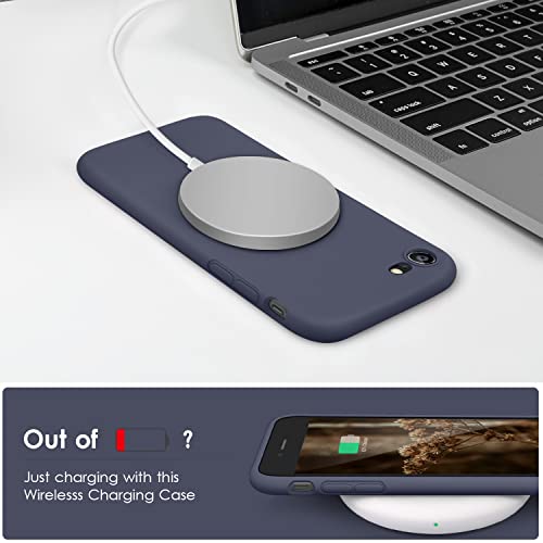 DTTOCASE - Funda para iPhone SE 2022/2020, iPhone 8, iPhone 7, funda de silicona líquida para iPhone SE 8 7 de 4.7 pulgadas, funda protectora colorida suave y sedosa para niñas y mujeres, azul marino