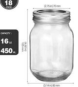 Tarros Mason 16 oz con tapas y bandas regulares