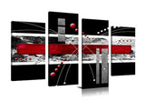 YPY - Lienzo negro y rojo con 4 paneles abstractos